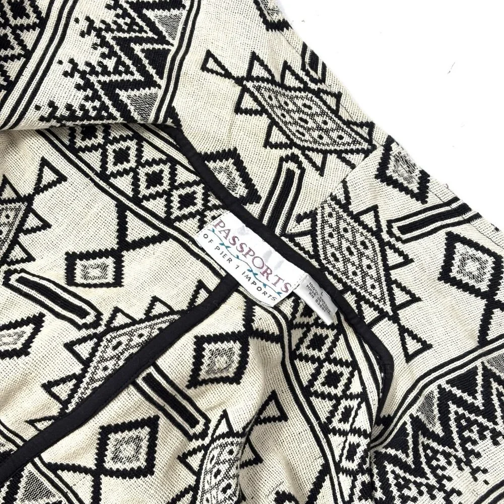 80s Vtg Pier One Imports Passports Southwest Western  Aztec Crop Jacket - Picture 5 of 9